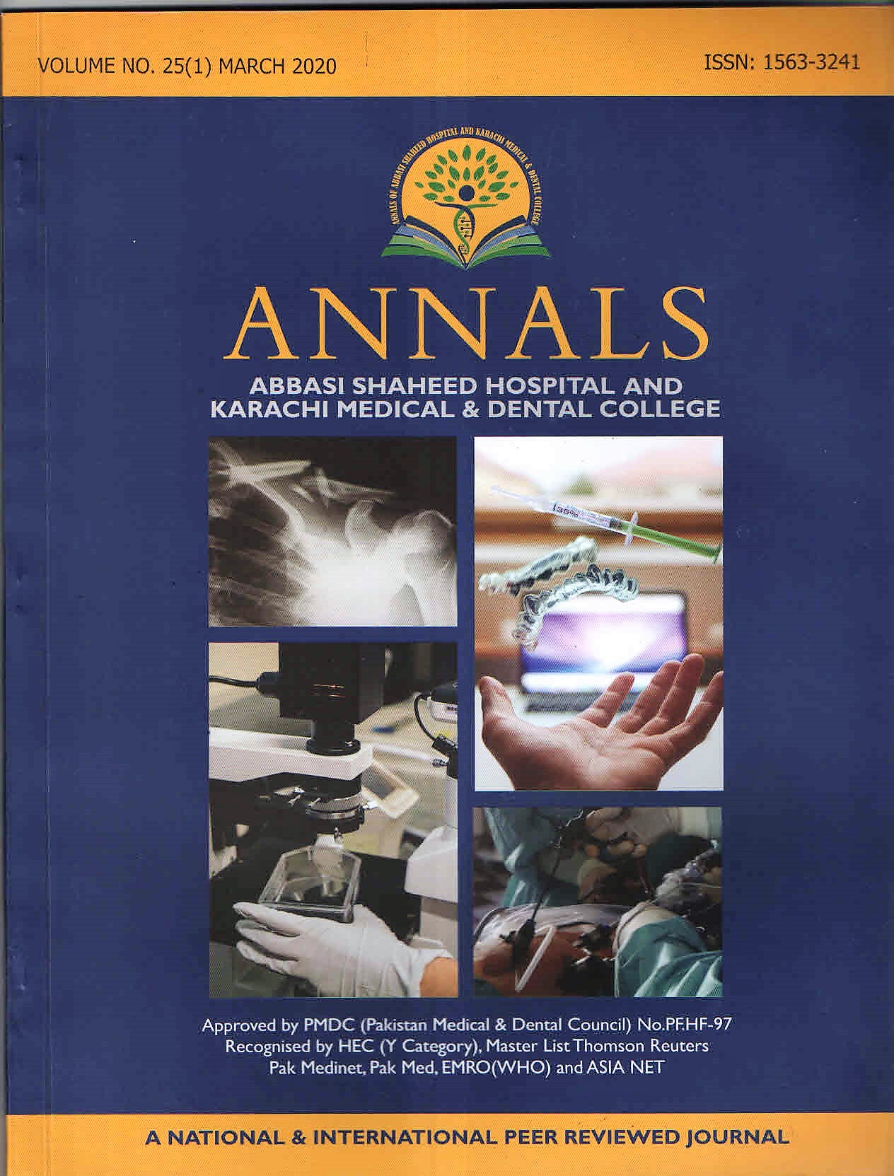 					View Vol. 28 No. 03 (2023): Annals of Abbasi Shaheed Hospital and Karachi Medical and Dental College
				